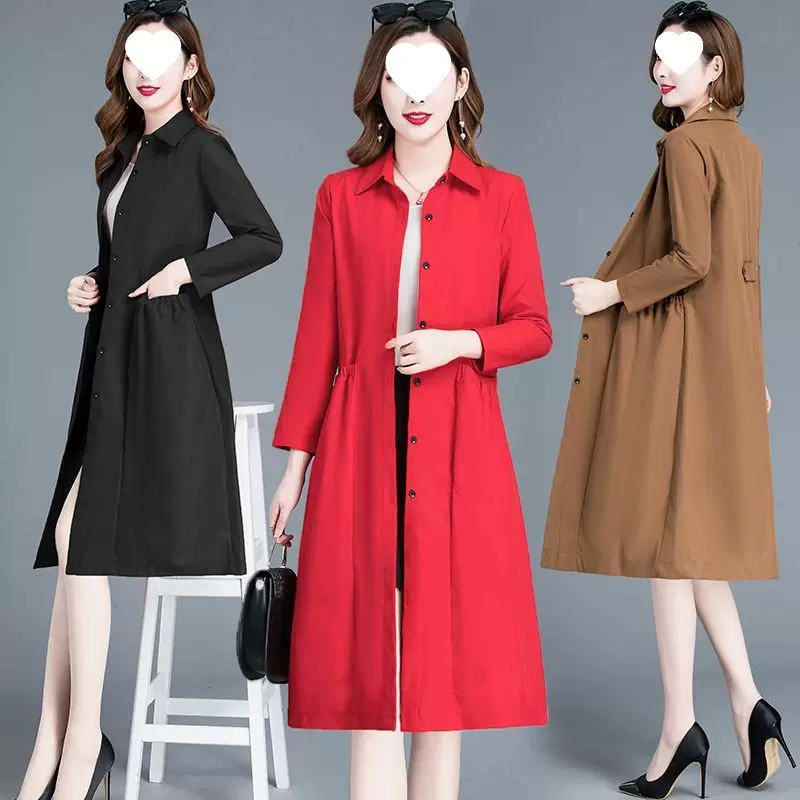 洋气新款中码妈妈装秋装风衣外套中长款外搭大码中老年女装上衣秋