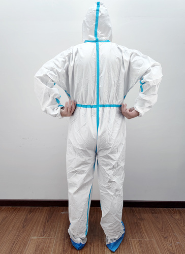 Blue Bar Protective Suit, One-piece Hooded Non-woven Workwear for Farming, Waterproof SF Breathable Membrane Disposable Isolation Suit