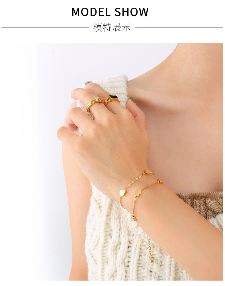 Korea bracelet small heart double layered bracelet titanium steel 18k gold plated bracelet