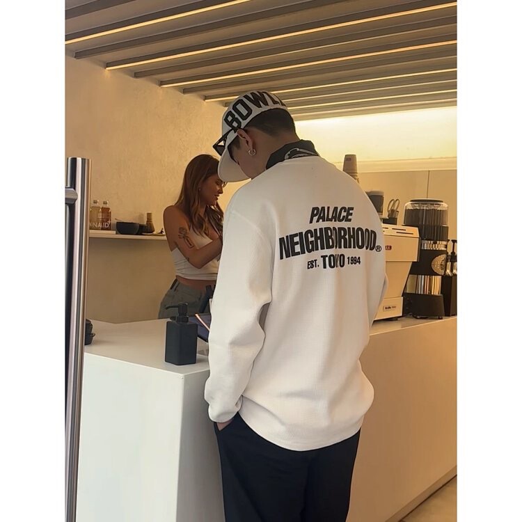 Collaboration Model between Two Famous Generals # Heavyweight Waffle Weave Nbhd × P@Lace' Waffle Weave Henley Collar Long-Sleeve T-Shirt Collaboration Model between Two Famous Generals # Heavyweight Waffle Weave Nbhd × P@Lace' Waffle Weave Henley Collar Long-Sleeve T-Shirt