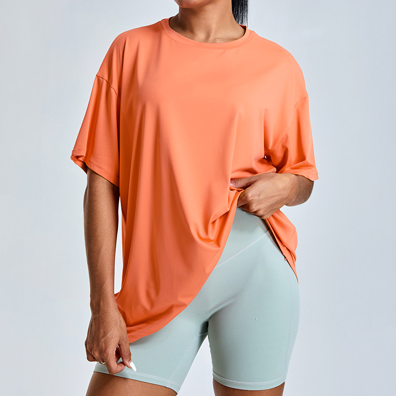 Nueva camiseta deportiva transpirable al aire libre de mangas cortas ropa de yoga mujer universal suelta rápida secado ligero correr ropa de fitness