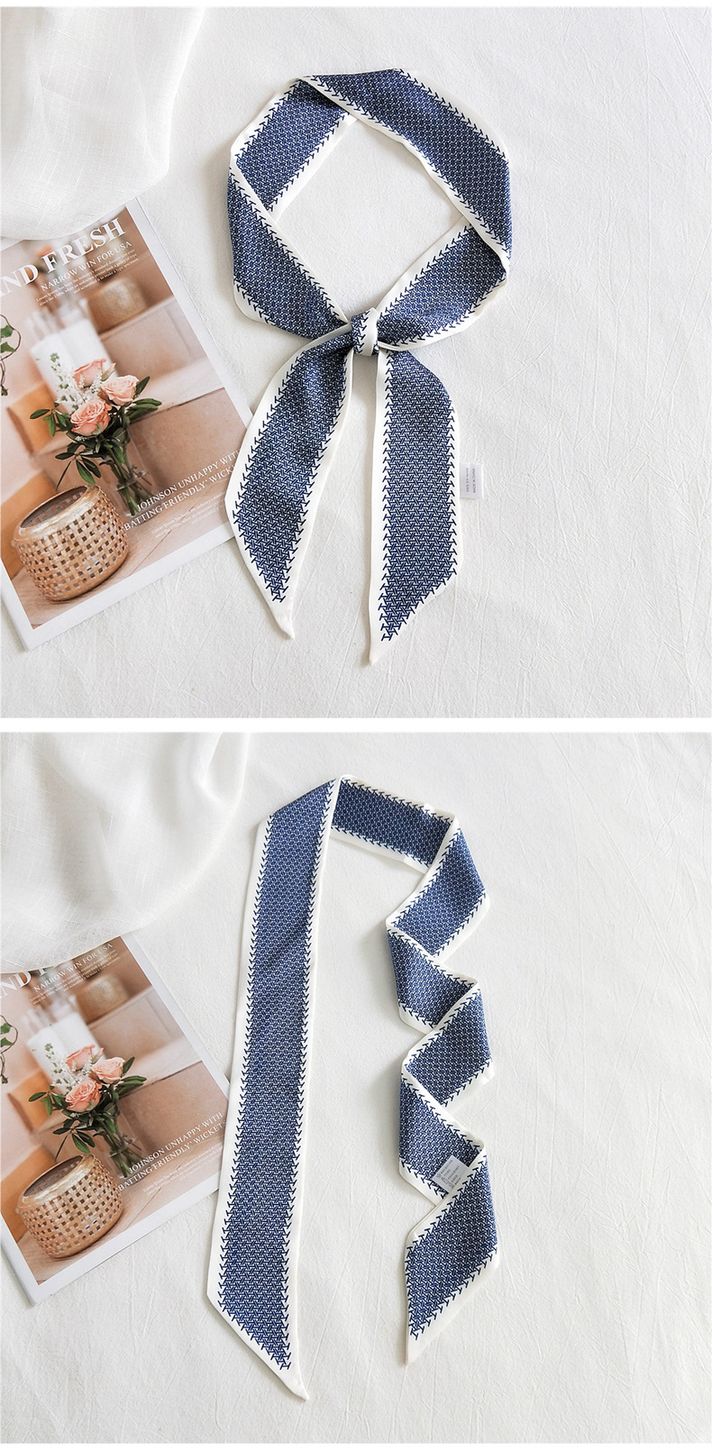 30g Weight Silk Scarf Classification Travel Occasion Unisex Gender Sweet Style Khaki, Grey, White, Purple, Red, Green, Blue, Yellow, Black Color Fashion Narrow Long Small Silk Scarf 8