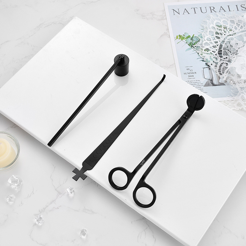 Conjunto de herramientas para velas de aromaterapia - Diseño moderno simple, incluye cortador de vela de acero inoxidable, extintor de vela y encendedor, venta al por mayor
