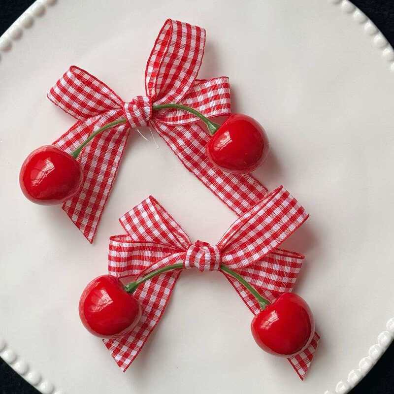 New Red Plaid Bow Sweet Cherry Accessories DIY Shoes and Socks Clothing Accessories Mobile Phone Case Headdress Accessories New Red Plaid Bow Sweet Cherry Accessories DIY Shoes and Socks Clothing Accessories Mobile Phone Case Headdress Accessories