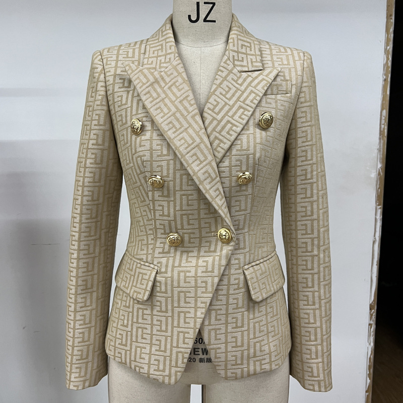 Chaqueta Blazer Ajustada para Mujer 21249 de Algodón Jacquard