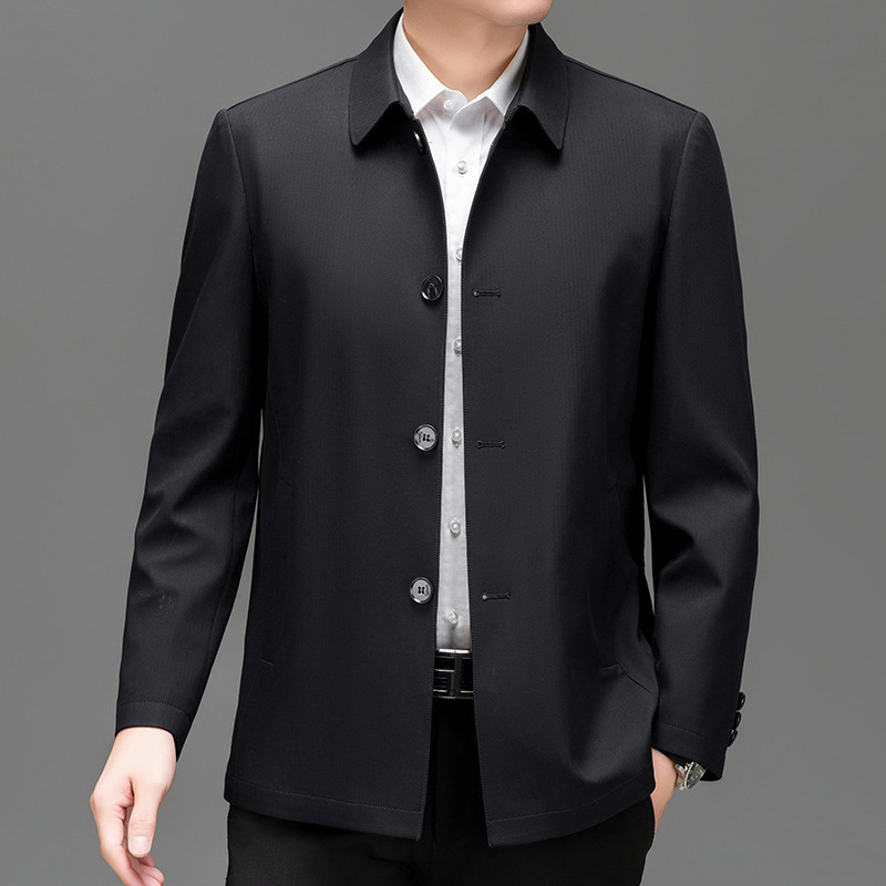 Middle-Aged Men's Executive Jacket 2025 Autum New Business Casual Mulberry Silk Thin Jacket Dad Windbreaker Middle-Aged Men's Executive Jacket 2025 Autum New Business Casual Mulberry Silk Thin Jacket Dad Windbreaker