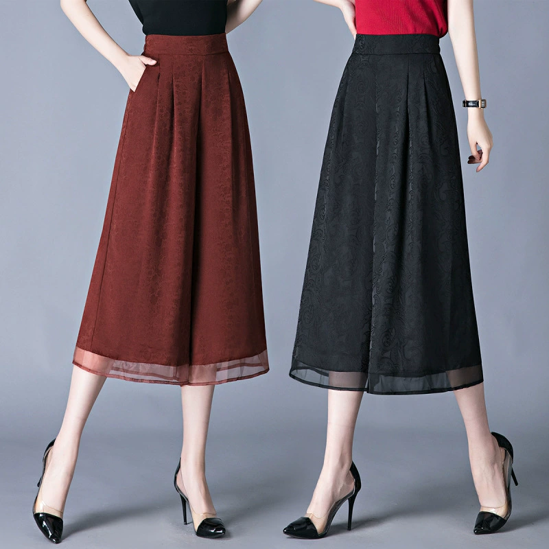 Мама Летние женские брюки тонкие укороченные брюки иностранные мамы среднего возраста большие размеры широкие брюки 2024 новый стиль оптовая продажа