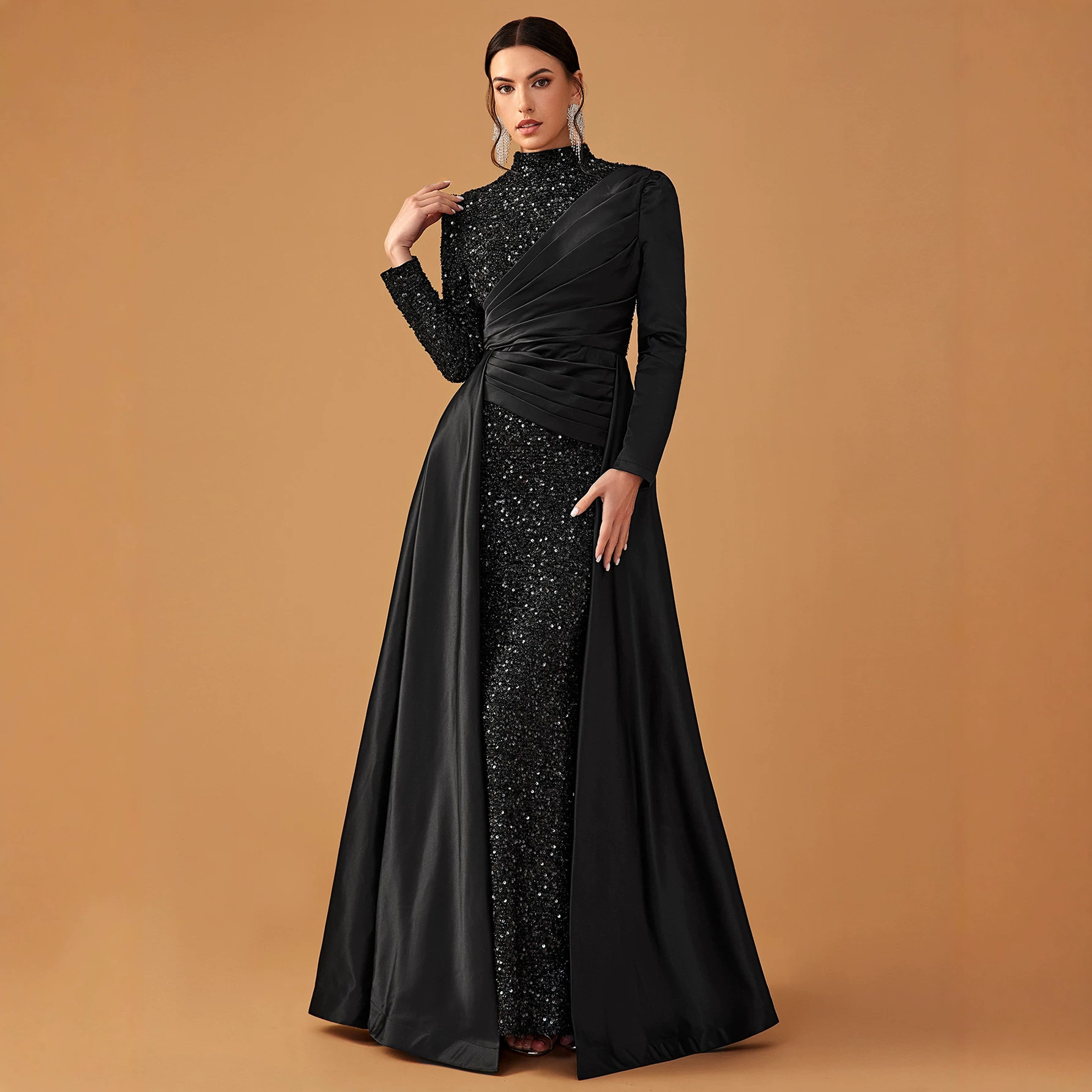 Conservative Style Wedding Dress with a High-End Satin Feel Vestido De Gala Satén Eleg-Mgn1517