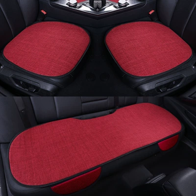 Four Seasons Pad Seat Cushion for Small Cars, Default Option - burgundy-three-piece-set-default-item