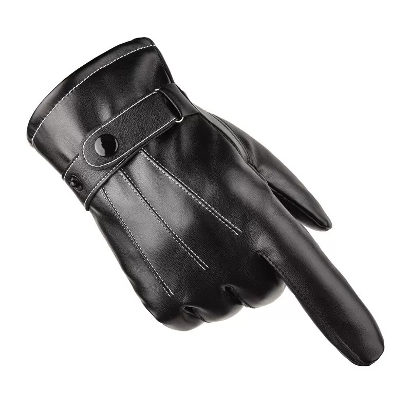 秋冬成人商务男款触屏户外运动骑行防水防风保暖装饰皮革加绒手套