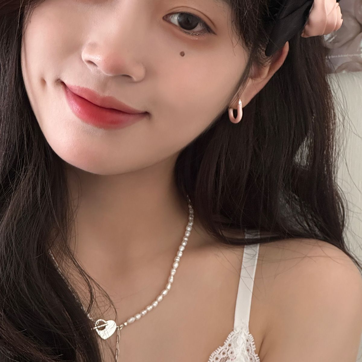 森系甜美粉色滴柚耳環女款個性獨特U型設計耳扣秋季新品銀針耳飾