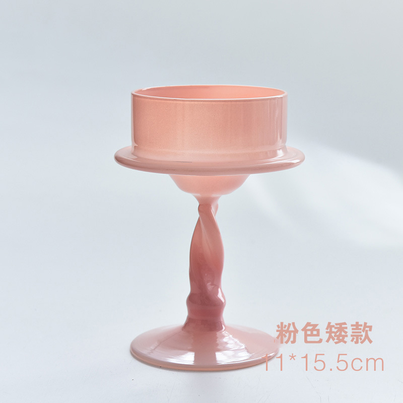 Creativo hecho a mano Rosa candelabro de cristal decoración espiral Barra de vacaciones atmósfera decoración vela cilíndrica suministros de la boda