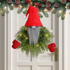 跨境新品聖誕節花環發光無臉老人創意門掛櫥窗裝飾節日掛飾擺件