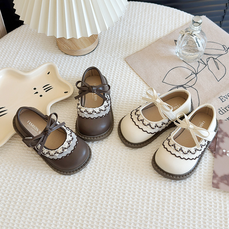 Modas infantiles versátiles zapatos de cuero 2026 nuevo verano niñas encaje arco zapatos princesa zapatos Lefour image 5