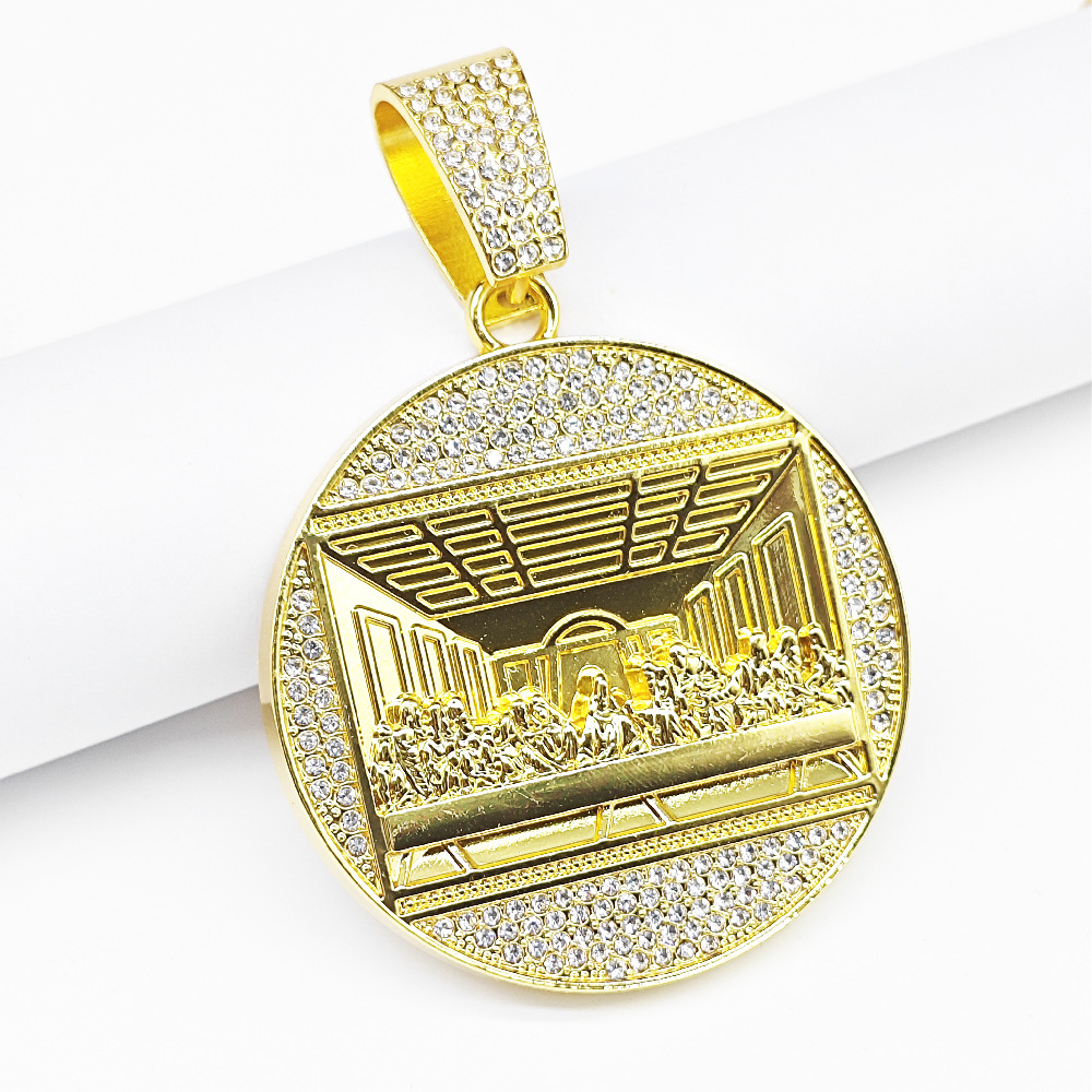 New Cross-Border Men's Full Diamond Chain Hip-Hop Style Personalized English Rich Money Bag Pendant Wearable Cuban Necklace