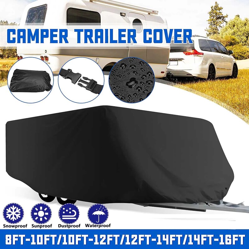Trailer cover protective cover 210T 8Ft-16Ft caravan trailer cover waterproof winter snow shade dust cover
