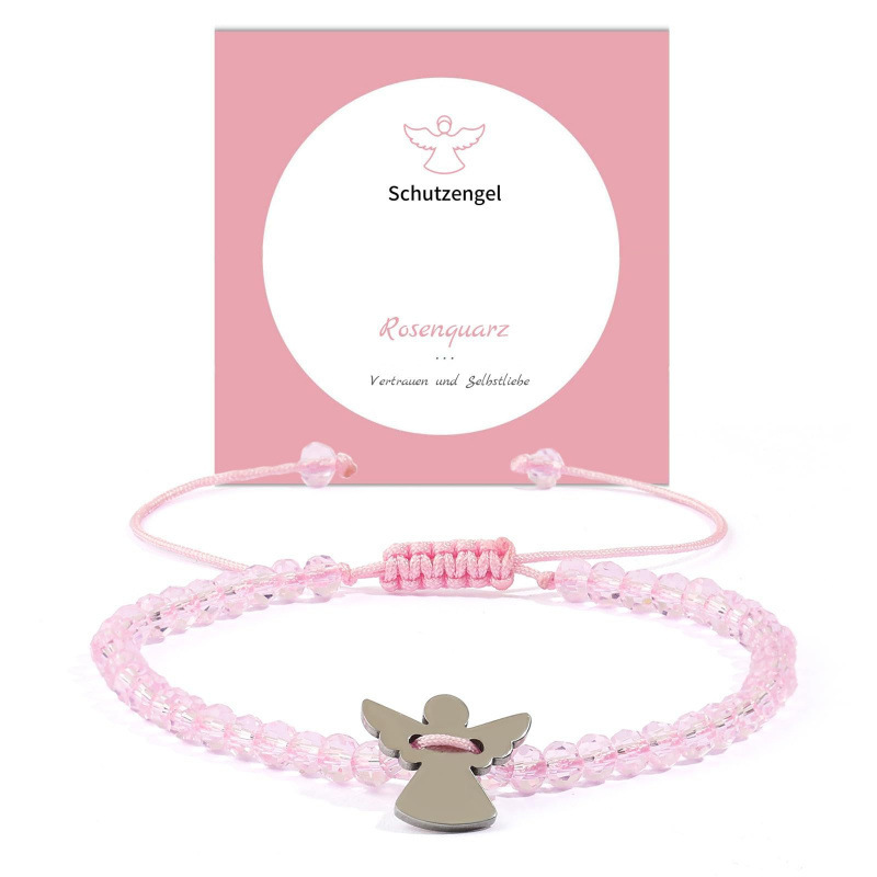Children's Crystal Bead Bracelet with Pink Faceted Beads, Angel Bracelet for Back-To-School Season, Diamond-Shaped Beads Guardian Angel Bracelet Children's Crystal Bead Bracelet with Pink Faceted Beads, Angel Bracelet for Back-To-School Season, Diamond-Shaped Beads Guardian Angel Bracelet
