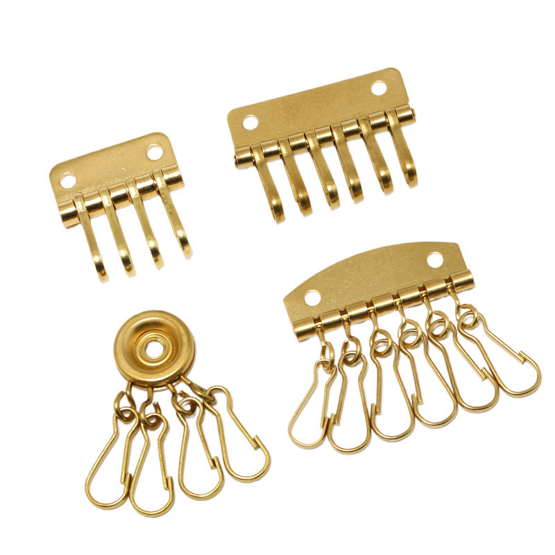 Pure copper key row four six rotating buckle leather key bag DIY handmade luggage leather accessories with rivets Pure copper key row four six rotating buckle leather key bag DIY handmade luggage leather accessories with rivets