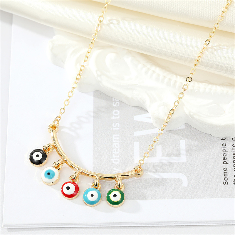 fashion tassel colored devil eye pendant resin Turkey eye collarbone chain