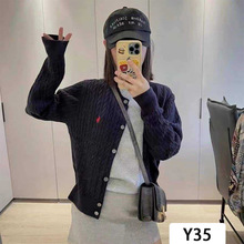 少女款针织毛织开衫长袖马标气质优雅休闲舒适简约高级感工厂批发