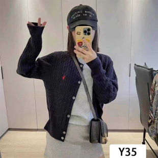 Girls' Knitted Woolen Cardigan Long-Sleeved Horse-Marked Elegant Casual Comfortable Simple High-End Factory Wholesale