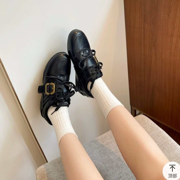 羊皮版~软底百搭德训鞋女2025新款复古休闲运动鞋轻便系带阿甘鞋|undefined