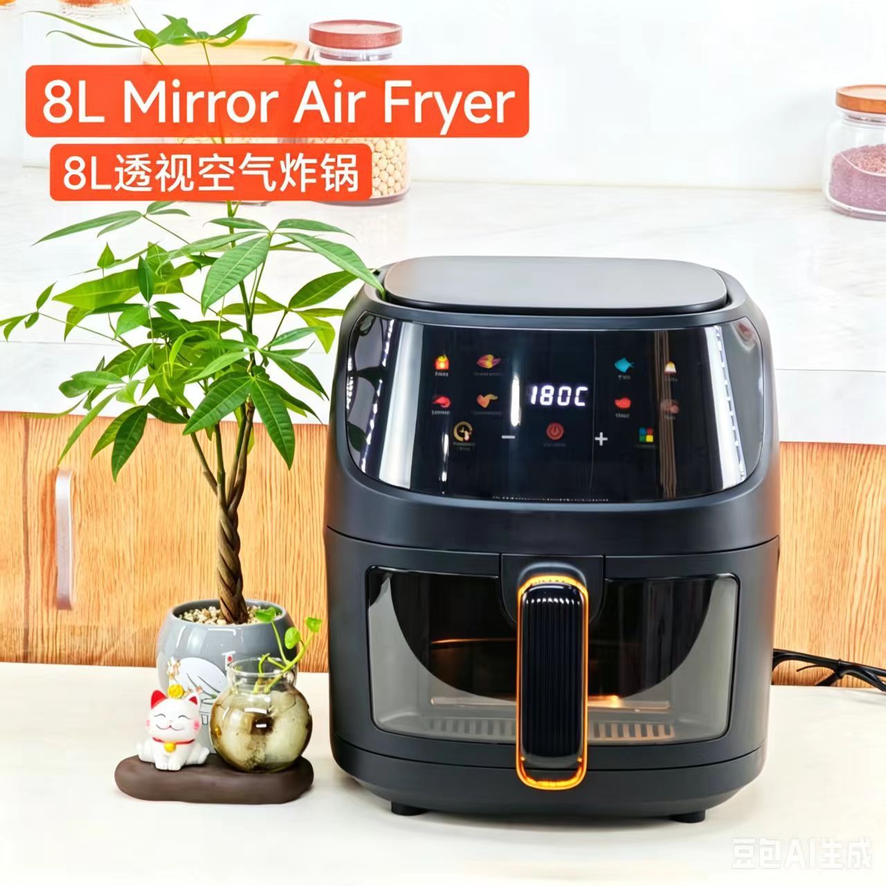 หม้อทอดไร้น้ำมันแบบสัมผัสหน้าจอสีอัจฉริยะแบบ8L อเนกประสงค์ใช้ในครัวเรือน