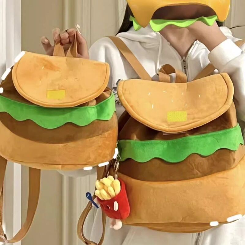Popular Lazy Hamburger Travel Bag, Lightweight and Durable Backpack, Cute Contrasting Color Unisex Student Backpack Popular Lazy Hamburger Travel Bag, Lightweight and Durable Backpack, Cute Contrasting Color Unisex Student Backpack