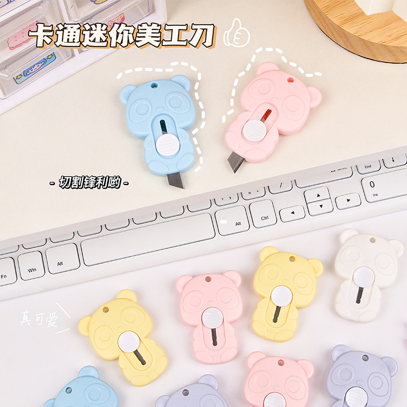 Lindo oso mini cuchillo de Arte de pequeño tamaño de dibujos animados cuchillo expreso portátil desembalaje envoltura Oficina papel corte cuchillo venta al por mayor