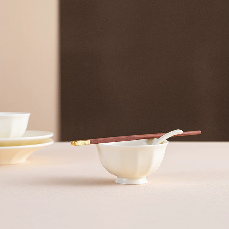 Cream ceramic tableware, set, high-quality style