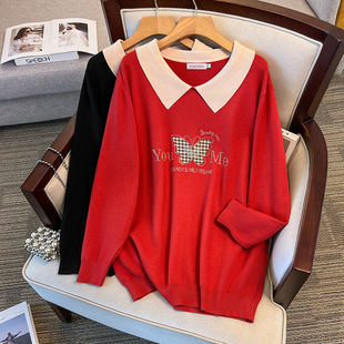 200/300kg plus size women's chest circumference 150/160 pullover lapel base sweater knit 280/350kg