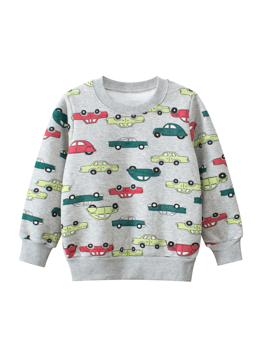 27 niños marca ropa para niños Otoño de los hombres de grano polar forrado de lana suéter de los niños de dibujos animados coche ropa de bebé entrega de una sola pieza image 2