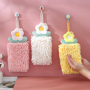 Chenille Hanging Flower Hand Towel Absorbent Quick-drying Thickened Double-layer Hangable Hand Cloth Cute Toilet Towel
