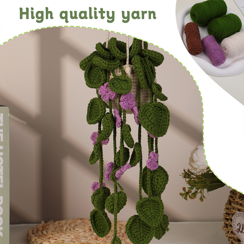 跨境热销新品紫花藤本吊篮创意挂件钩针材料包手工DIY制作