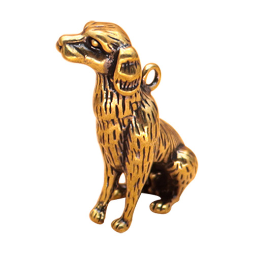 Big-eared dog key chain pendant brass national trend pendant retro car multi-functional safety and joy fortune