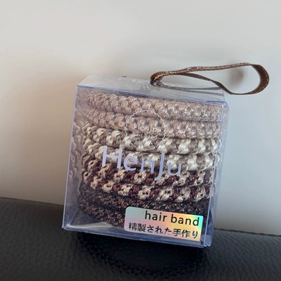 Saç üçün rezinlər – Premium Leather Hair Accessories - boxed-colored-rubber-bands-apricot-brown