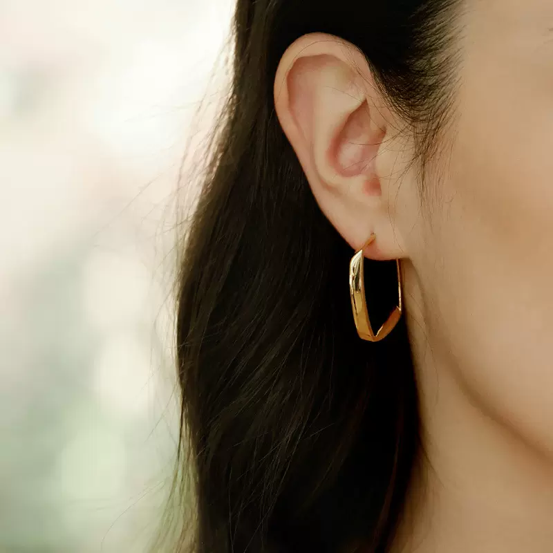 925纯银耳环女方形新款气质复古精致通勤女ins百搭耳饰ins风