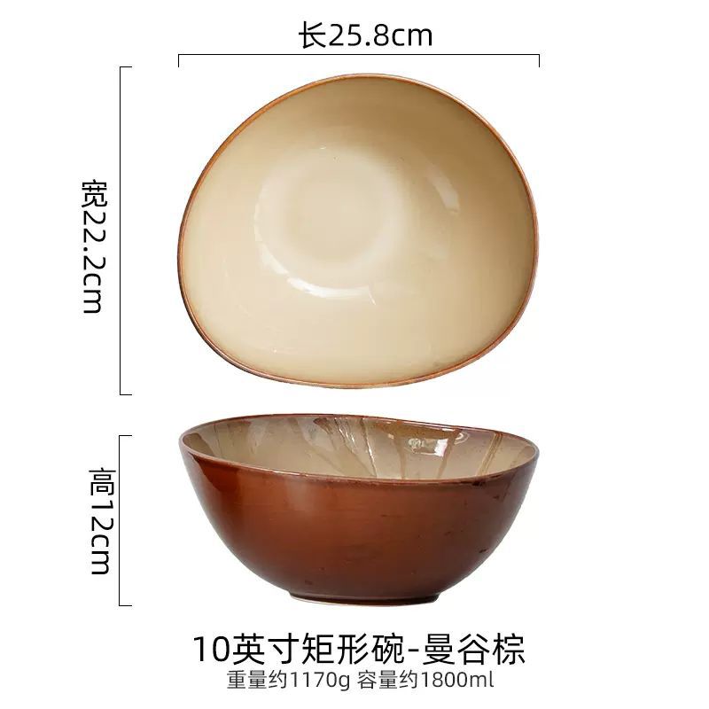 Cuencos de sopa de color europeo de color esmalte transfronterizo cuencos de arroz irregulares de cerámica cuencos de ensalada de frutas cuencos de ramen grandes