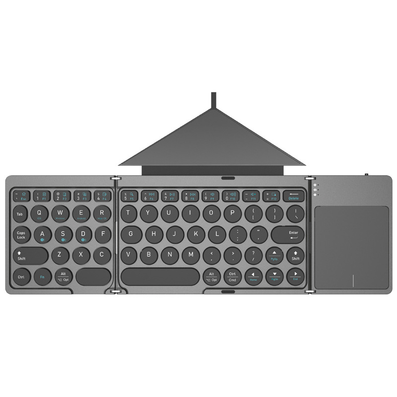 Ly Launched Leather Case-Style 70% Off Stack Wireless Bluetooth Keyboard With Touchpad Round Keycap Portable Folding Keyboard