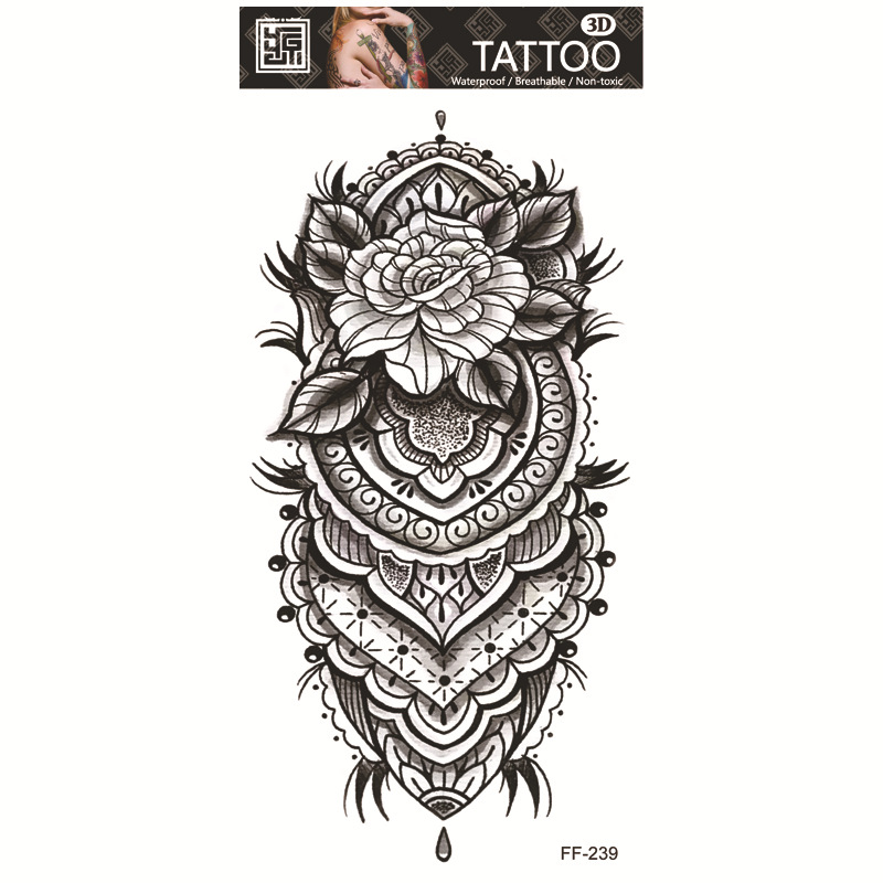 Yuanhua fábrica de pegatinas de tatuaje a prueba de agua en stock al por mayor cabeza de Lobo tótem texto árabe tatuaje pegatinas suministro transfronterizo