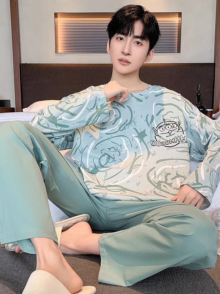 Pijamas transfronterizos de primavera y otoño de color sólido de gran tamaño juvenil ropa de casa set de mangas largas un fabricante de peluquería