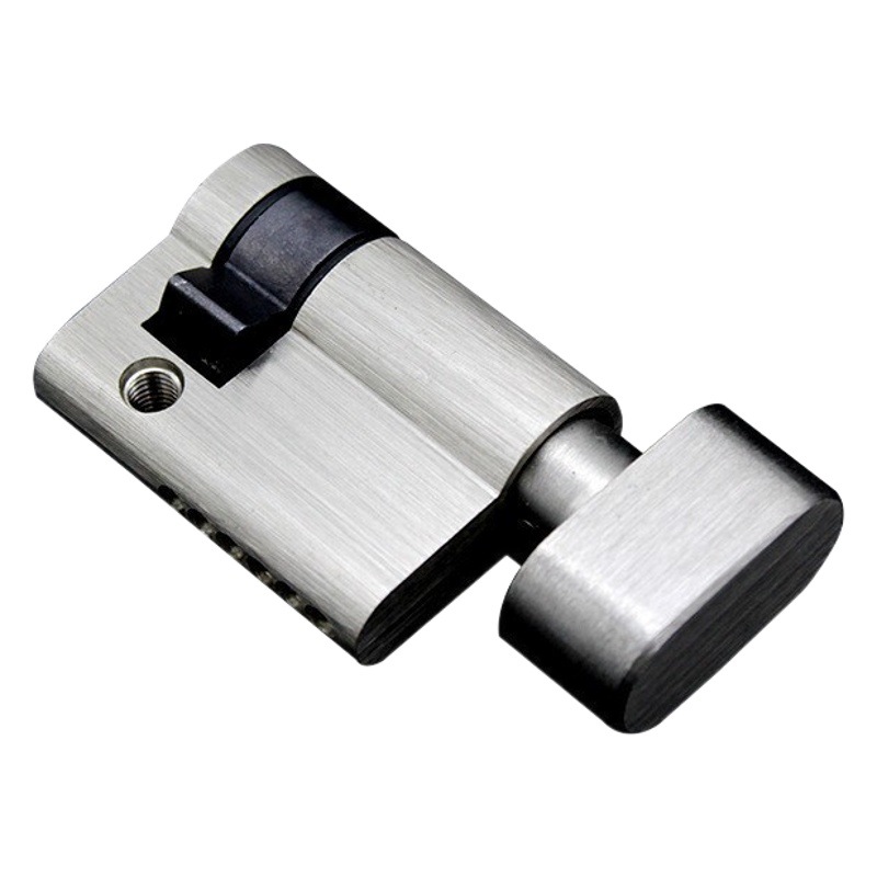 Cilindro de cerradura de medio lado de cobre estándar europeo de 45mm con giro cilindro de cerradura de cobre de medio corte de mano níquel cepillado cromo ligero
