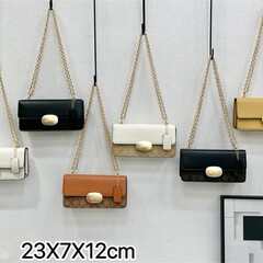 蔻1驰新款Eliza链条包老花拼皮法棍包复古单肩斜挎包腋下小方包女
