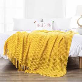 法式立体浮雕编织毯民宿床尾装饰毯床尾毯沙发毯休闲搭毯毛线毯子