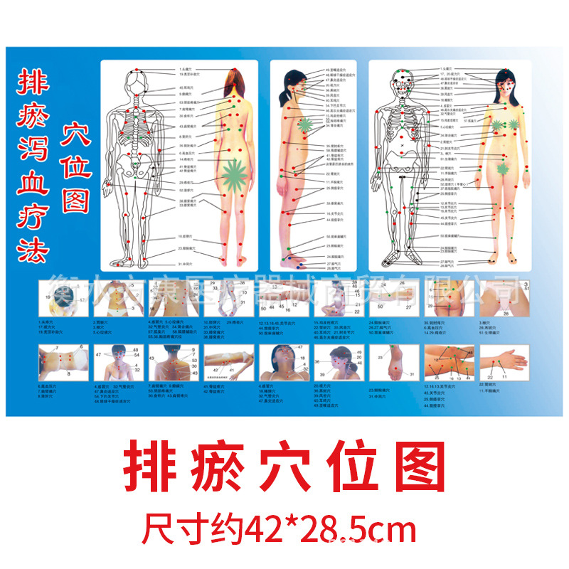 刺血穴位图放血图58泻血点位置图韩国心天疗法人体穴位经络图批发