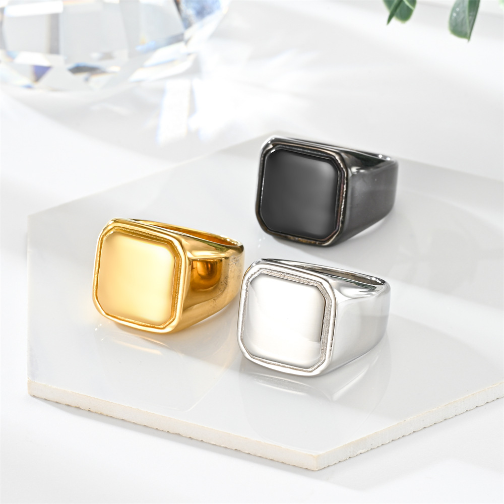 Men's Gender Polishing, Plating Design Retro Classic Style Geometric Customization Laser Engraving Titanium Steel Polishing Plating Men's Rings Men Band Rings