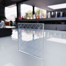 防滑玻璃地板踏步走廊栈道夹胶钢化玻璃八字纹小圆点压花玻璃