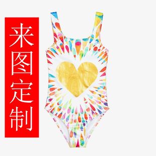 Children and Girls Little Red Book Love Swimsuit Swimming Class Examination Physical Education Sunscreen UV Swimming Cap Swimsuit Factory