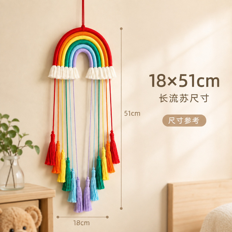 Fuente de la fábrica Dream Catcher borla del arco iris adornos creativos hogar colgante en stock tapiz tejido al por mayor