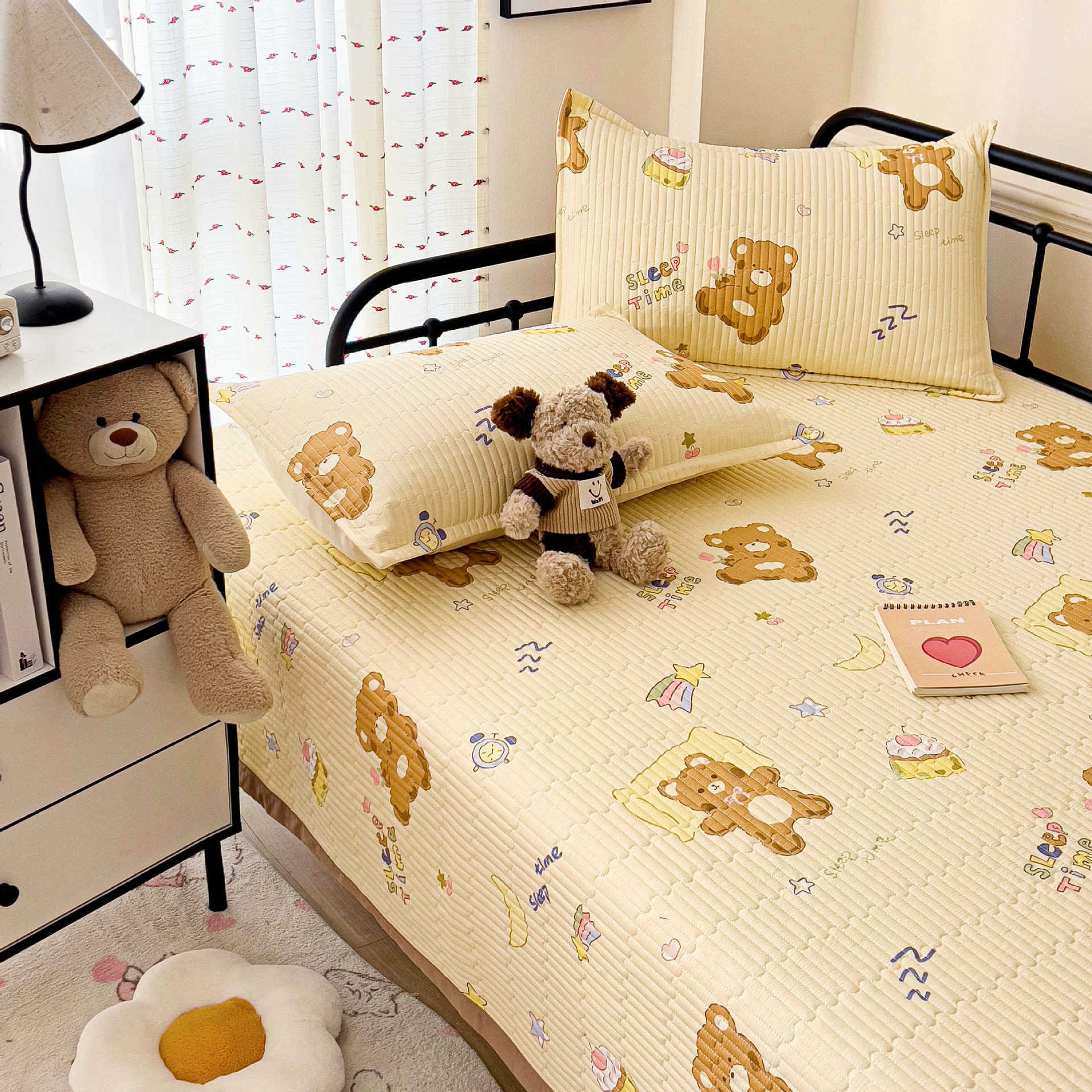 Tapa de cama de algodón de tres piezas para dormitorio de estudiantes sábanas de tatami para cuatro estaciones cubierta antideslizante individual